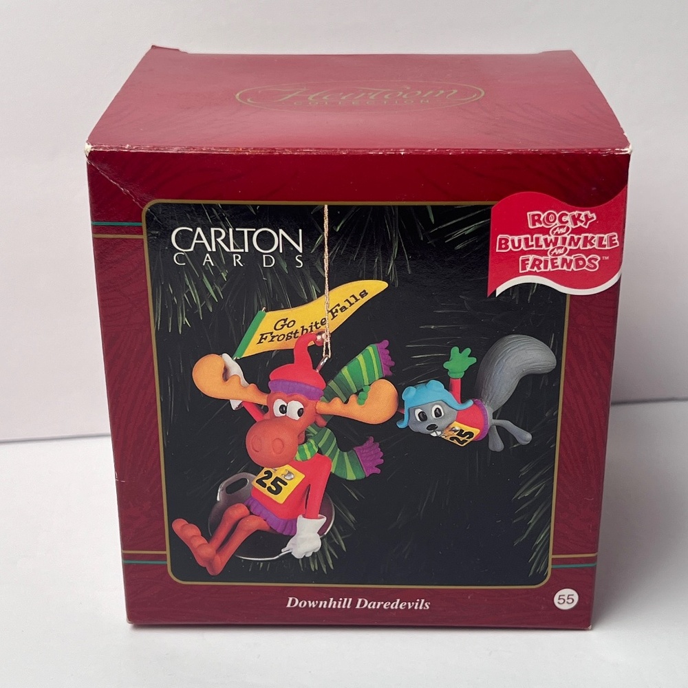 Carlton Cards Rocky And Bullwinkle Downhill Daredevils Ornament 1997